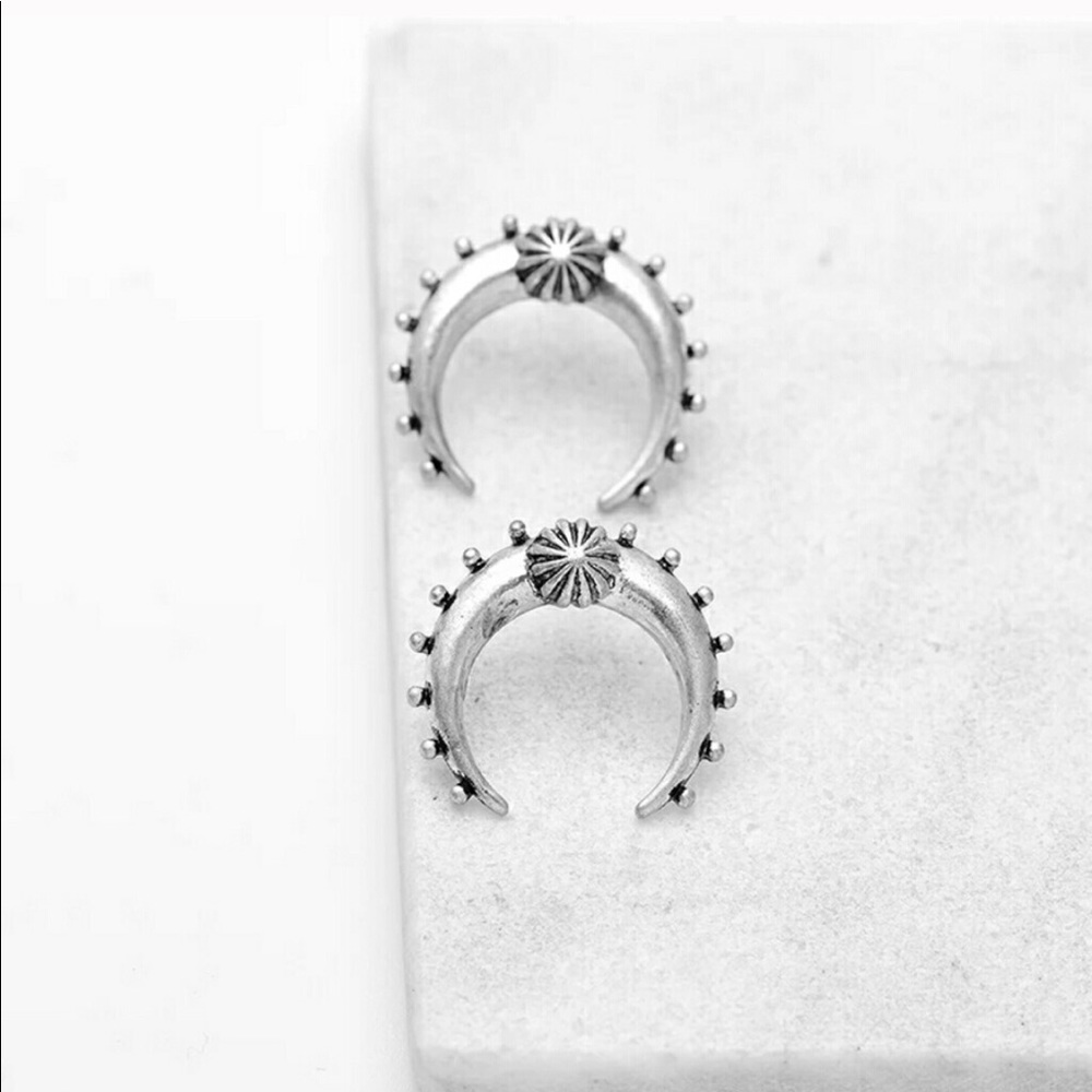 Made in USA - Artisan Crescent Moon Studs